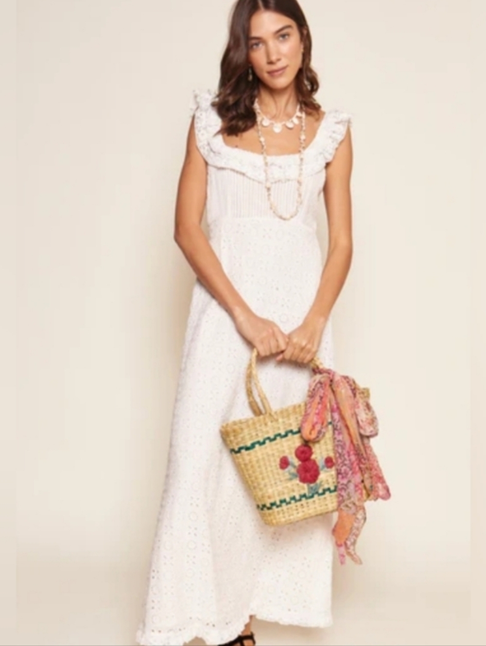 NWT Rixo Patsy Dress In Ivory eyelet Size US10 - Picture 3 of 17